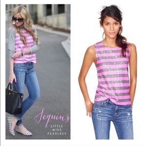 NWT J Crew Sequin Striped Pink Shell Tank