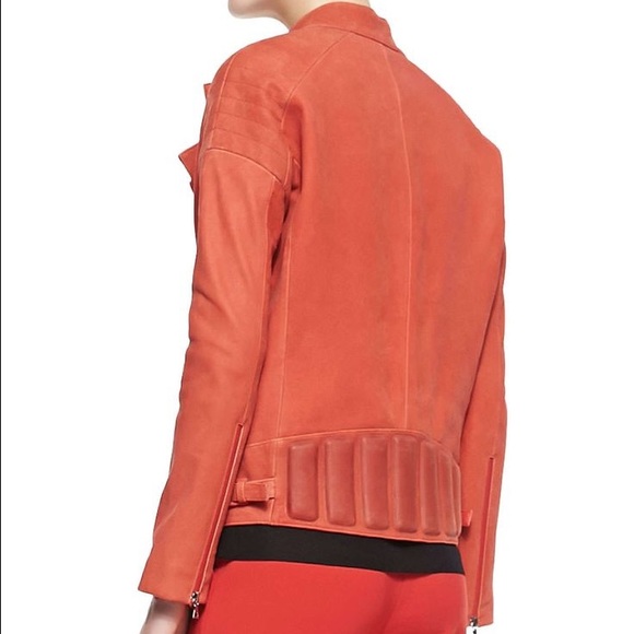 J Brand Red Leather & Suede Motorcycle Jacket