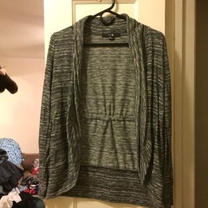 Marbled Gray cardigan with tied cinched waist