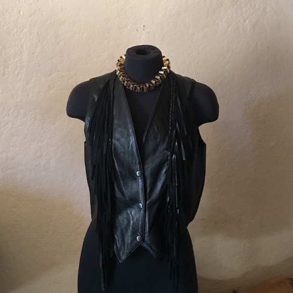 Black leather medium shingle vest - Picture 1 of 2
