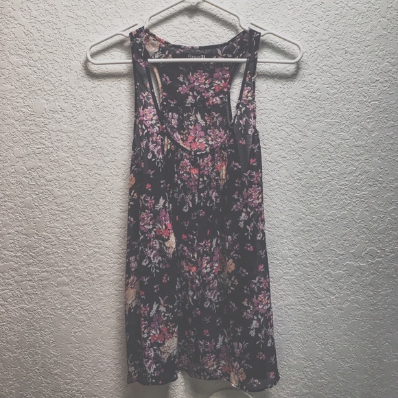 Sheer floral button down tank