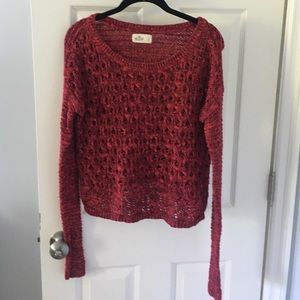 Slightly cropped red knit hollister sweater