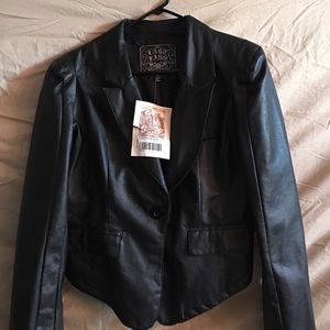 Polyurethane/Polyester One Button Blazer