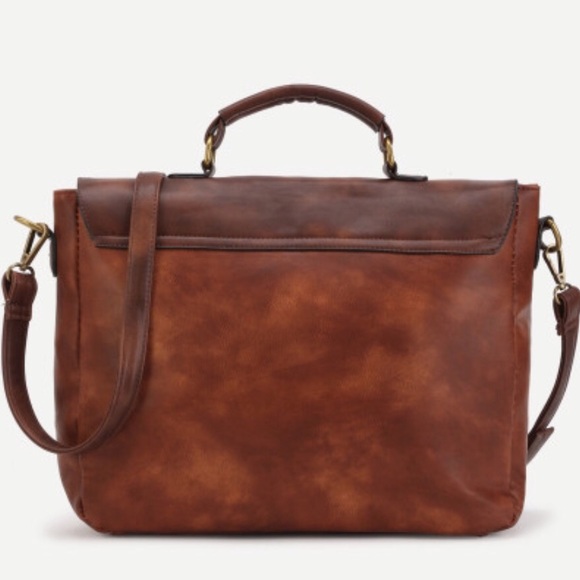 Distressed vegan leather messenger - Picture 2 of 4