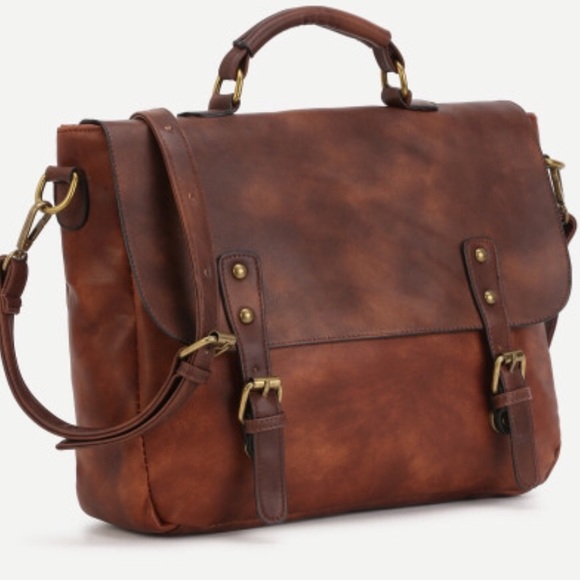 Distressed vegan leather messenger - Picture 3 of 4