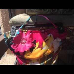 Floral print 1 pc swimsuit L 12 w strap/strapless