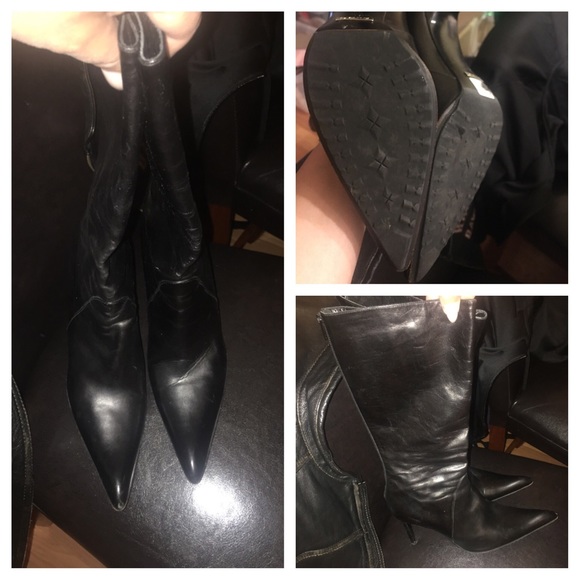 🌿ALDO BLACK HEELED LEATHER BOOTS🌿 - Picture 1 of 4
