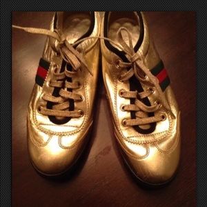 Gold Gucci women's sneakers
