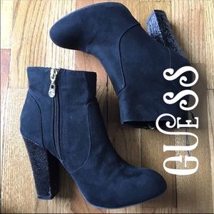 Guess black suede booties