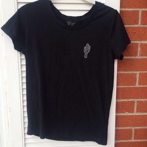 Topshop Black Classic Tshirt with Cactus Detail
