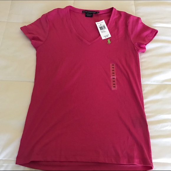 pink v neck shirt by ralph lauren | size xs