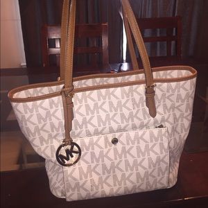michael kors cream and brown bag