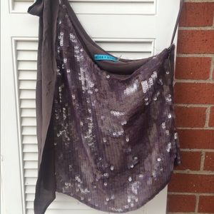 Alice + Olivia Sequin Off Shoulder Top