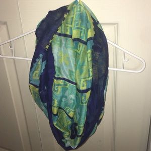 Navy, green & yellow infinite scarf