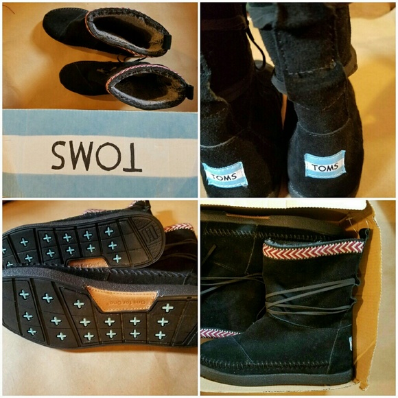 TOMS Black Suede Boots - Picture 2 of 4