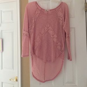 Pink blouse with lace design in front