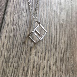 Silver 3D Cube Necklace