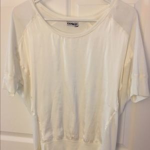 Express Cream Mixed Media Top - Size Small