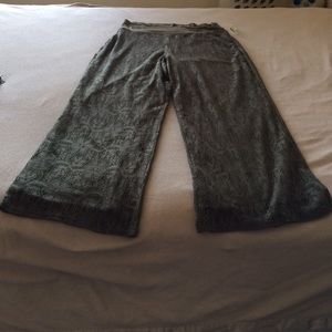 Olive green lace pants.