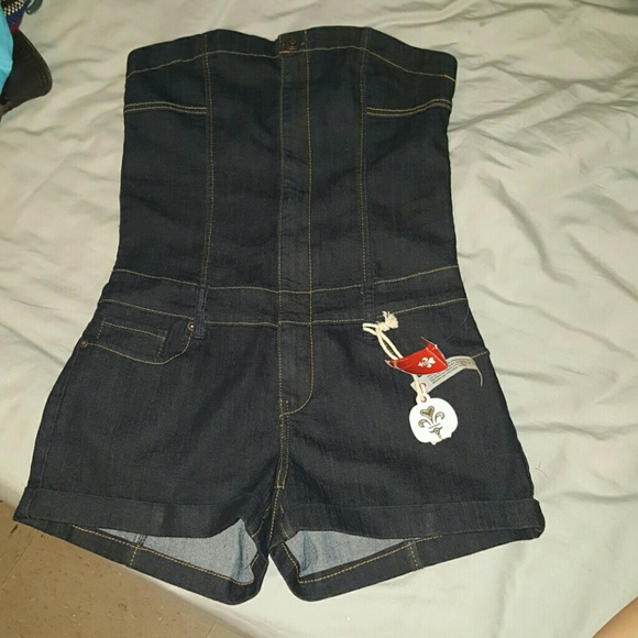 NWT Strapless Denim Romper Size Large
