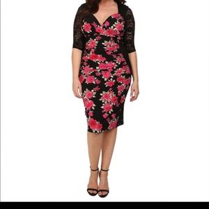 Kiyonna Valentina illusion floral black lace nwot