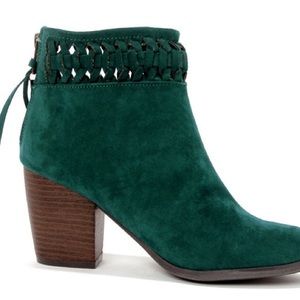 Teal vegan suede ankle boots