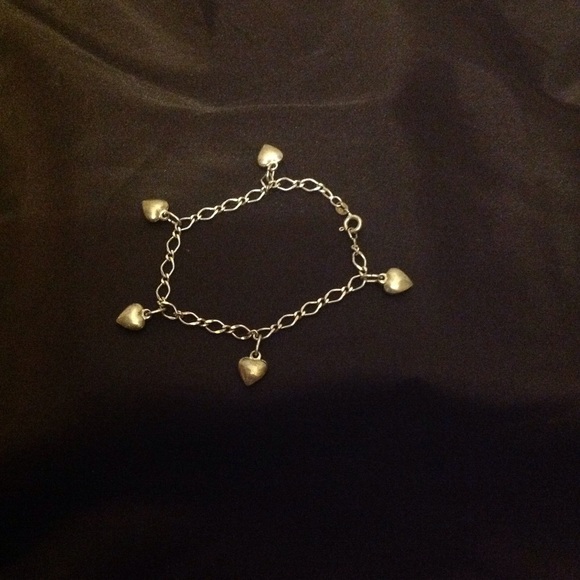 Vintage Sterling Silver heart charm bracelet - Picture 1 of 4