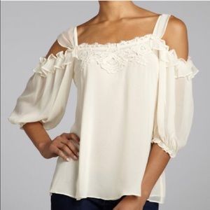 Nannette Leopore cream off the shoulder top