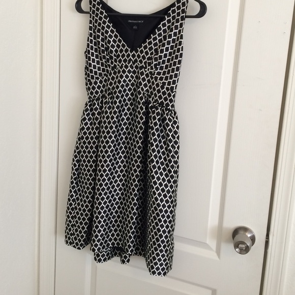 Black and white silk dress