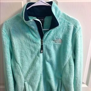 Teal blue north face zip