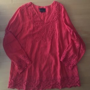 Coral lace woman's top.