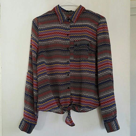 Sheer long-sleeved button up shirt