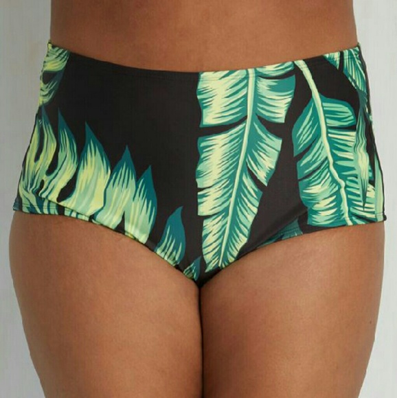 NWT MODCLOTH Palm Print Swim Bottoms 2X