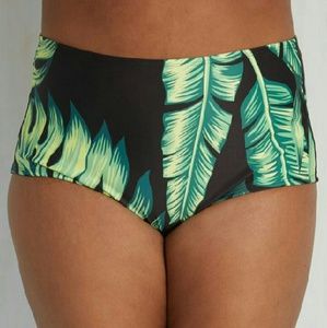 NWT MODCLOTH Palm Print Swim Bottoms 2X