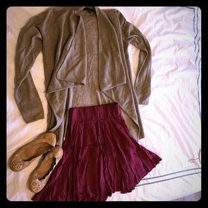 Oatmeal Cashmere Open-Front Sweater