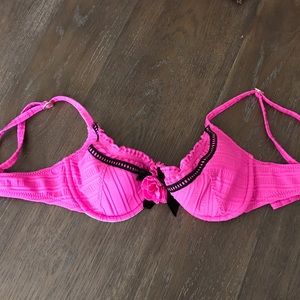 Betsey Johnson bright pink swim top