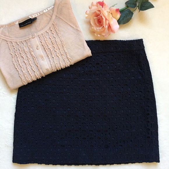 J. Crew Dresses & Skirts - {J. Crew} Navy Eyelet Mini Skirt