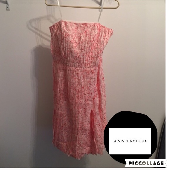 ✨Ann Taylor strapless red &white dress