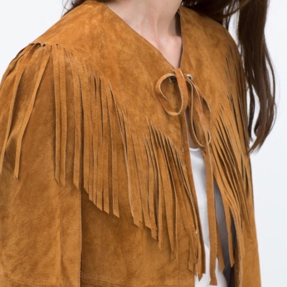 CAPE PONCO NATIVE ZARA LEATHER NATIVE FRINGE