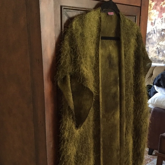 Olive Green sleeveless full length vest