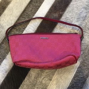 Authentic Gucci Hot Pink Canvas GG Pochette