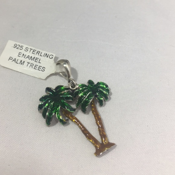 🌴❤️‼️ Sterling Silver Enamel Palm Tree Pendent