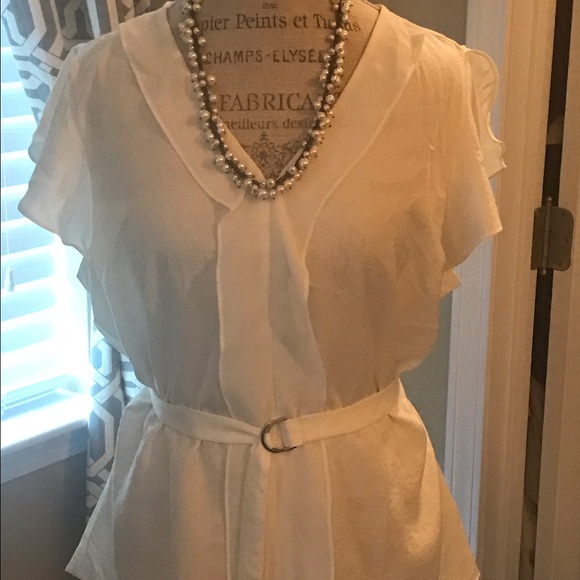 Ivory flutter sleeve blouse