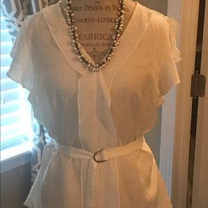 Ivory flutter sleeve blouse