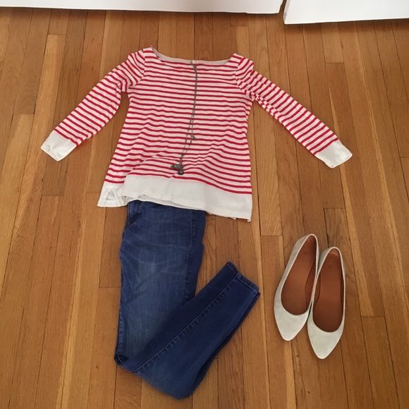 J Crew red & white striped top.