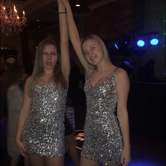 Vneck Sequin Tank Dress