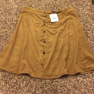 Suede button up skirt