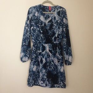 Blue print wrap dress