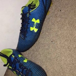 Under armour blue and green soccer cleats