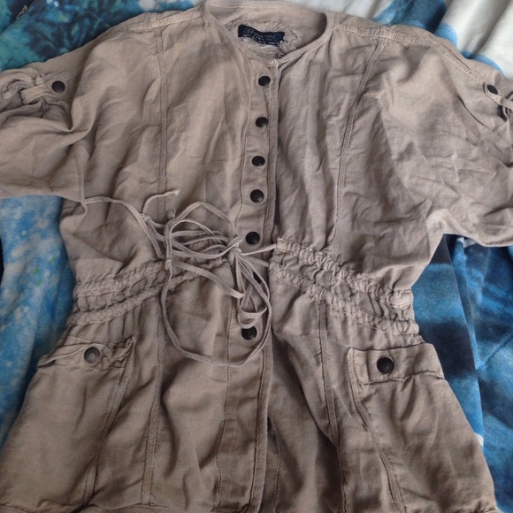 Khaki cargo blouse shirt by Zara